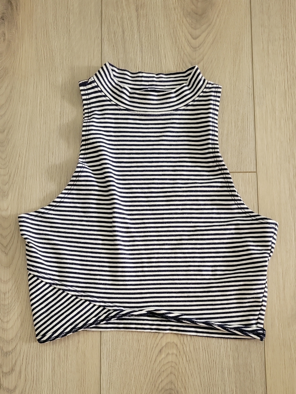 Hollister Black & White Striped Mock Neck Crop Top